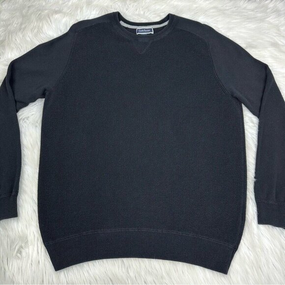 Club‎ Room Men’s Black Crew Neck Pima Cotton Minimalist Knit Sweater Med/C43 - Picture 1 of 8